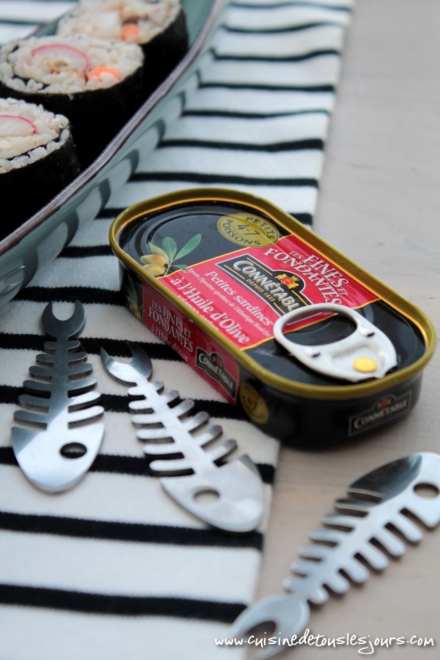 Makis de sardines à l'huile pour Connétable