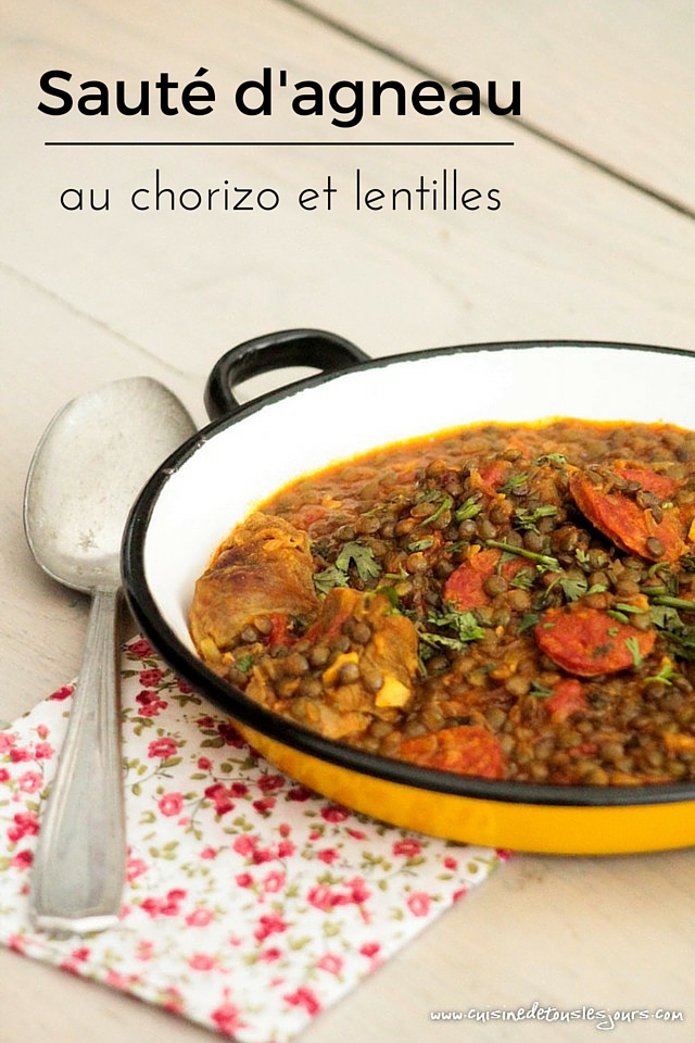 Sauté d'agneau au chorizo et lentilles ©www.cuisinedetouslesjours.com