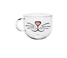 Kingfly fait main Cartoon tasse en verre haute température résistant transparent l'eau tasse en verre Motif chat