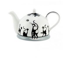 Théière avec couvercle chat-noir/blanc - 1,2 l