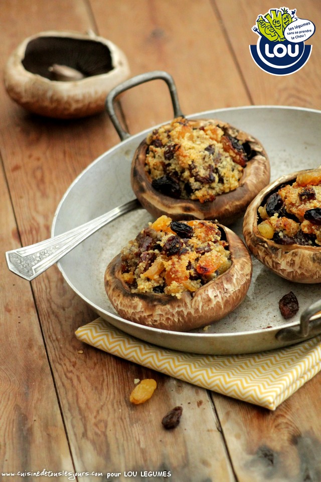 PORTOBELLOS FARCIS AUX FRUITS SECS & BLEU D’AUVERGNE - Cuisine de tous les jours pour Lou Légumes