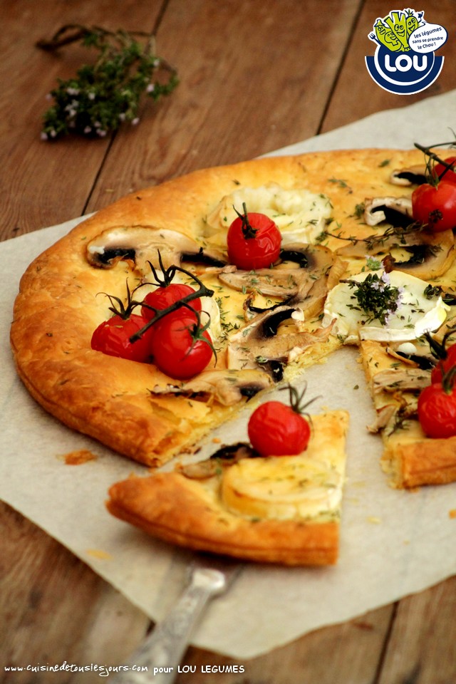 TARTE FINE AUX CHAMPIGNONS & CHEVRE - Cuisine de tous les jours pour Lou Légumes